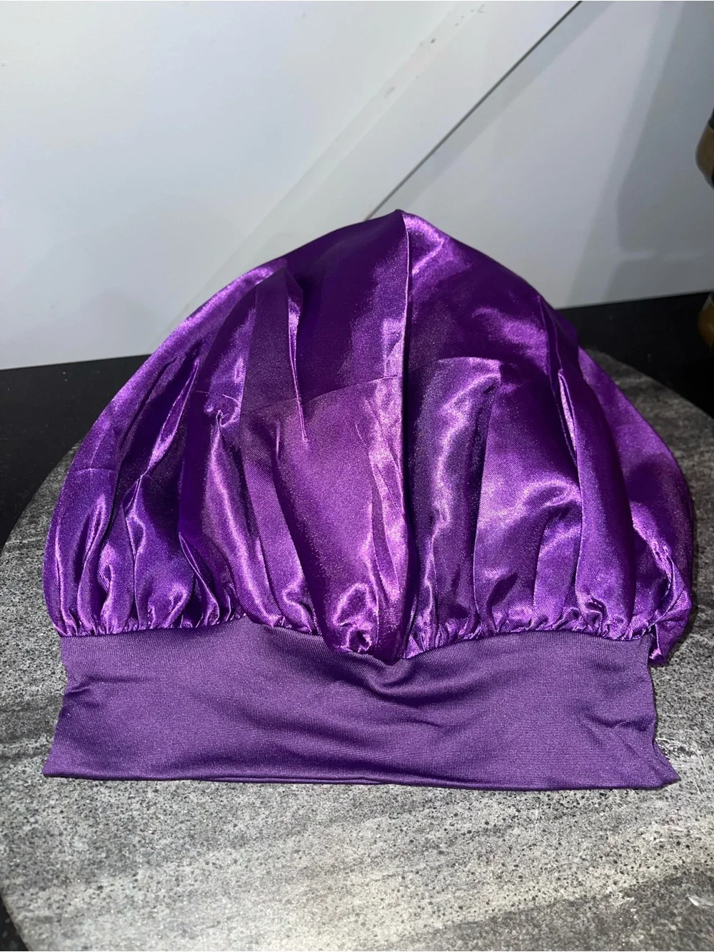 Purple Satin Sleep Bonnet for Adults - Stretchy Nightcap